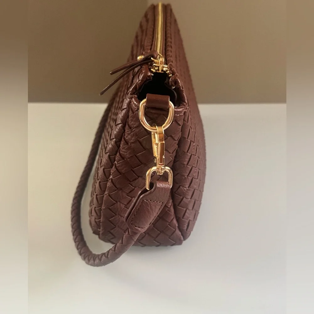 Modern + Chic Elegant Elle Woven shoulder/Crossbody Bag-cinnamon - Picture 4 of 13